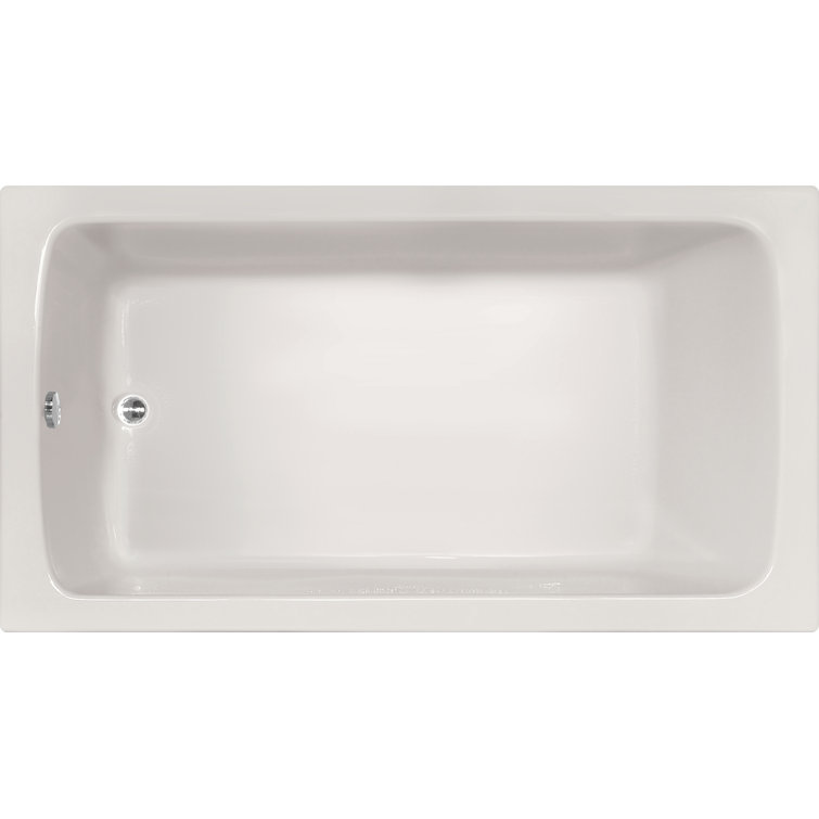 Modern White Acrylic Drop-In Bathtub with Jets