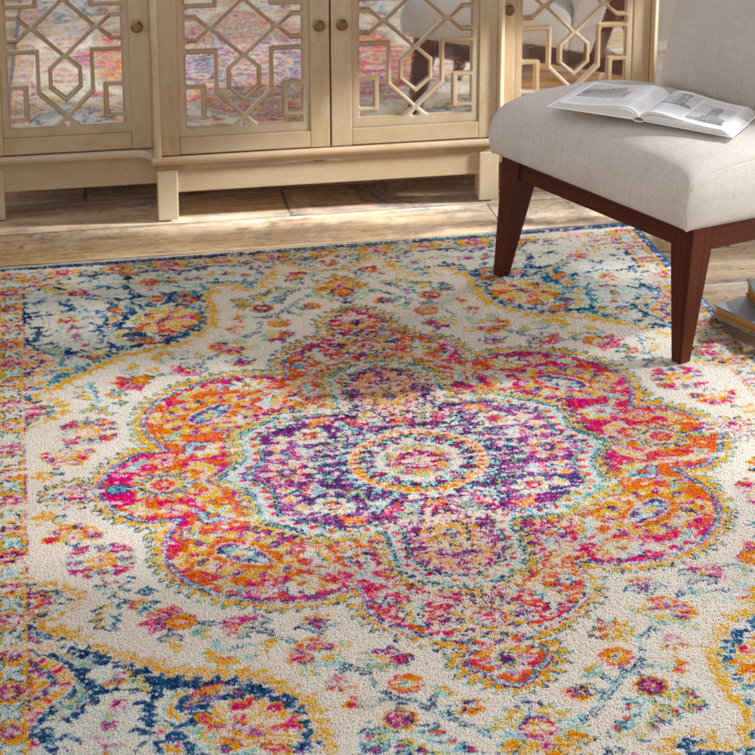 Adeliza Blue Synthetic 3'11" x 5'7" Stain-Resistant Rug