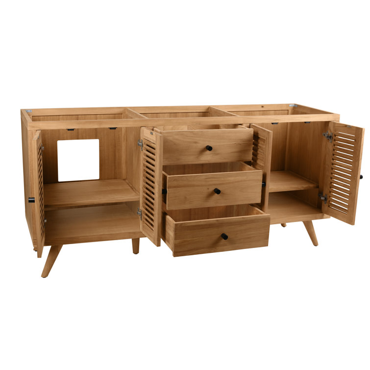 Harper 72" Natural Teak Double Freestanding Wood Vanity