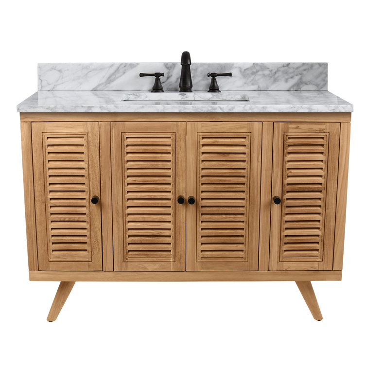Harper 49" Teak and Marble Transitional Freestanding Vanity