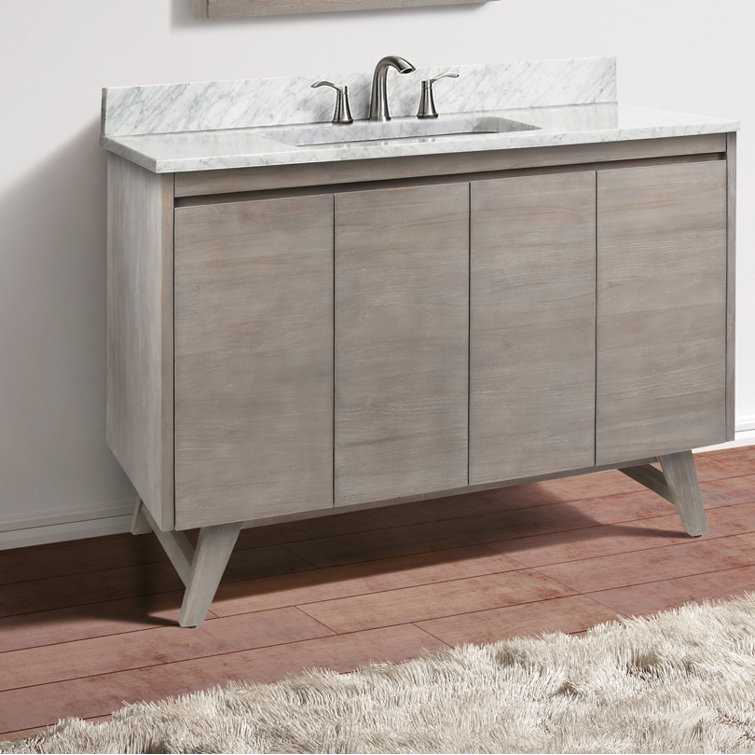 Coventry 48'' Gray Teak Solid Wood Single Free-Standing Vanity Base