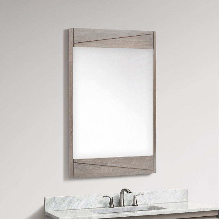 Gray Teak 24" Rectangular Wood Framed Mirror