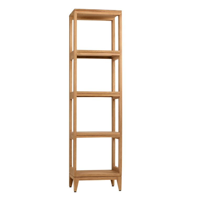 Modern 60" Gray Solid Teak Wood Free-Standing Linen Tower
