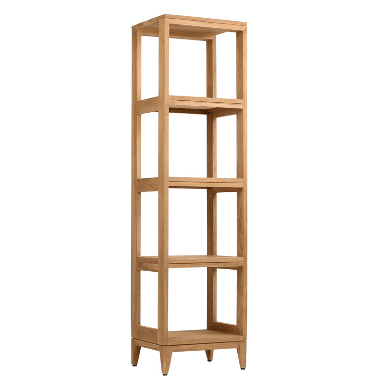 Modern 60" Gray Solid Teak Wood Free-Standing Linen Tower