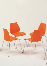 Pale Blue Maui Stacking Metal Chair Set by Vico Magistretti