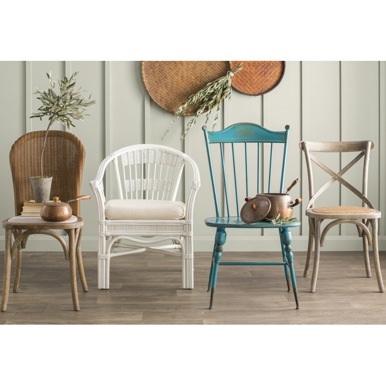 Rustic Gray Elm Wood Cross-Back Dining Side Chair