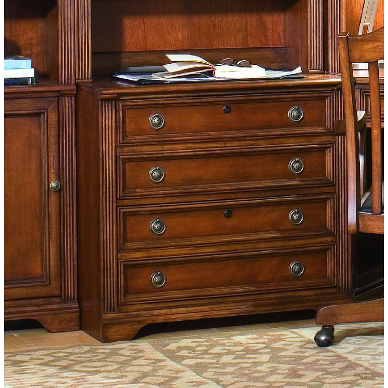 Cherry Wood Lockable 2-Drawer Lateral File Cabinet