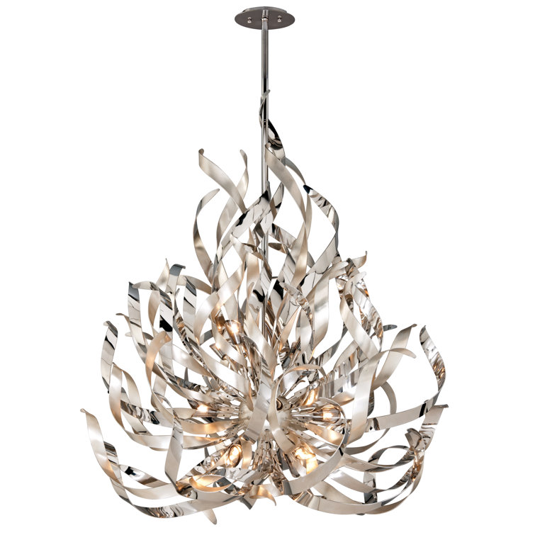 Graffiti Rebel 12-Light Smoked Crystal Chandelier in Silver Leaf