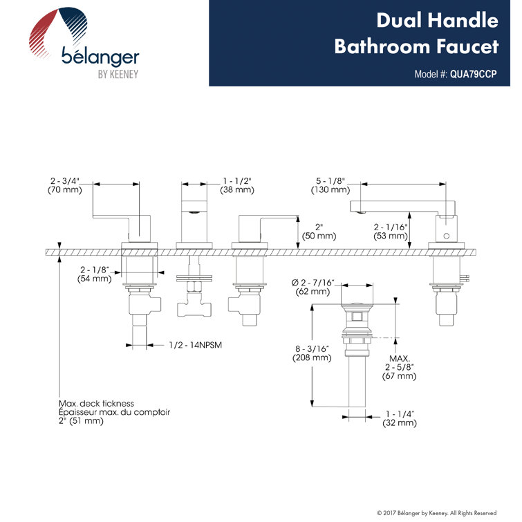 Quadrato Polished Chrome Widespread Dual Handle Bathroom Faucet