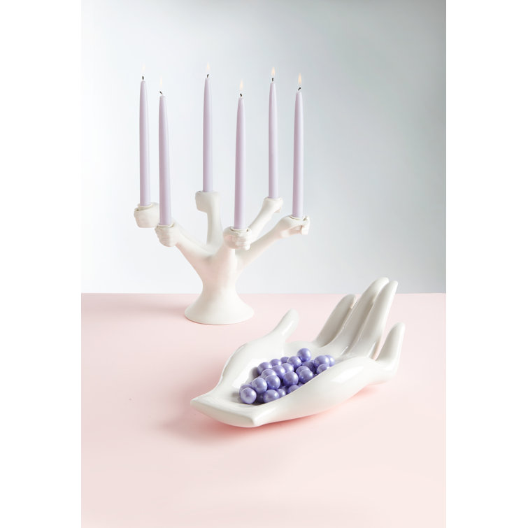 White Ceramic Hand-Shaped Fruit Bowl