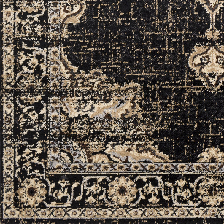 Handmade Black and Beige Synthetic Rectangular Area Rug
