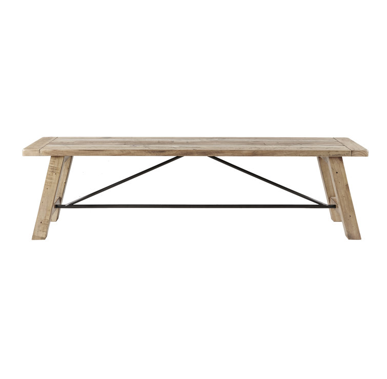 Natural Acacia Wood Dining Bench with Chunky Legs