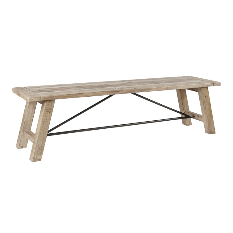 Natural Acacia Wood Dining Bench with Chunky Legs