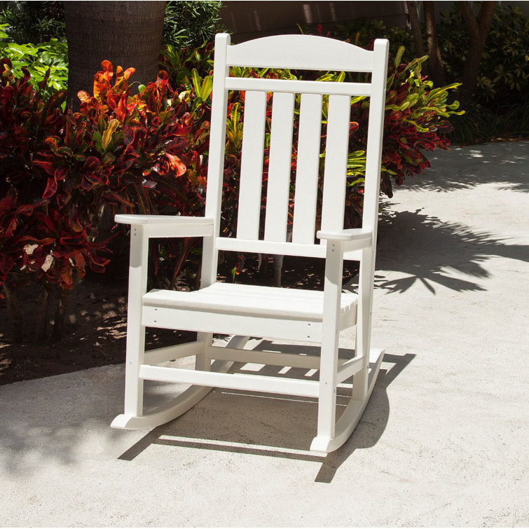 White Recycled Plastic Presidential Rocking Chair with Arms