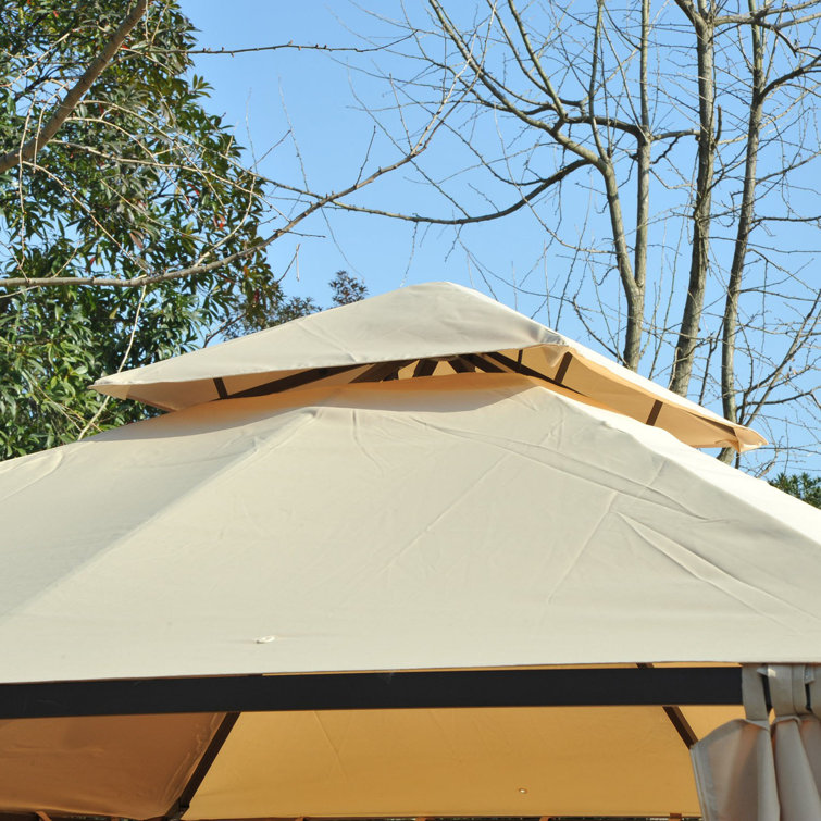 Steel Garden Gazebo with Curtains, 10 x 10 ft, Gray