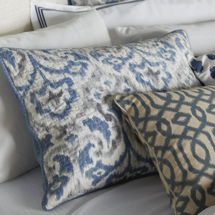 Full Blue Cotton Reversible Quilt Set