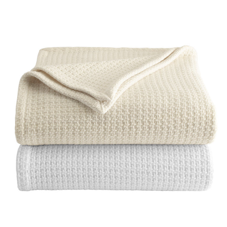 Full Ecru Cotton Knitted Machine Washable Blanket