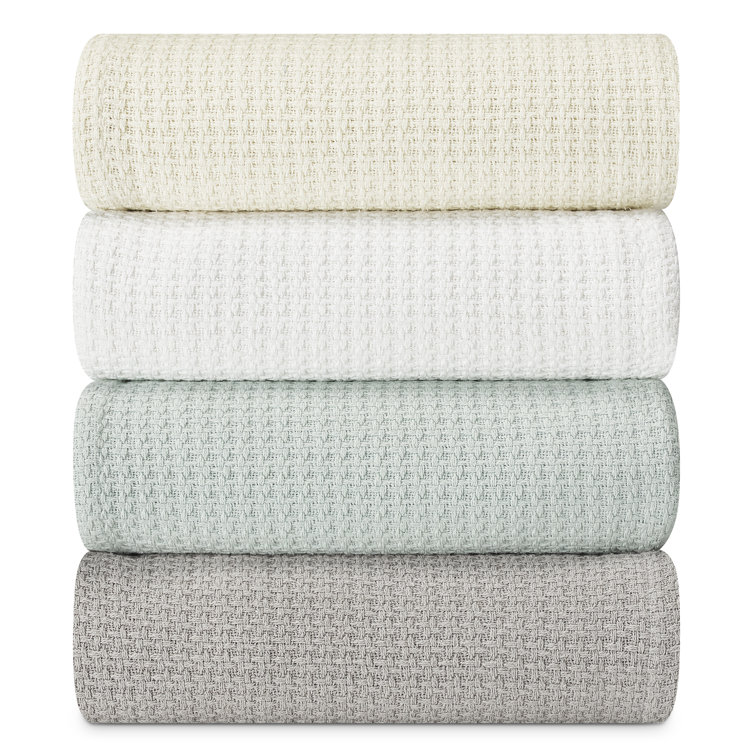 Coastal Knit King-Sized Cotton Blanket in Aqua