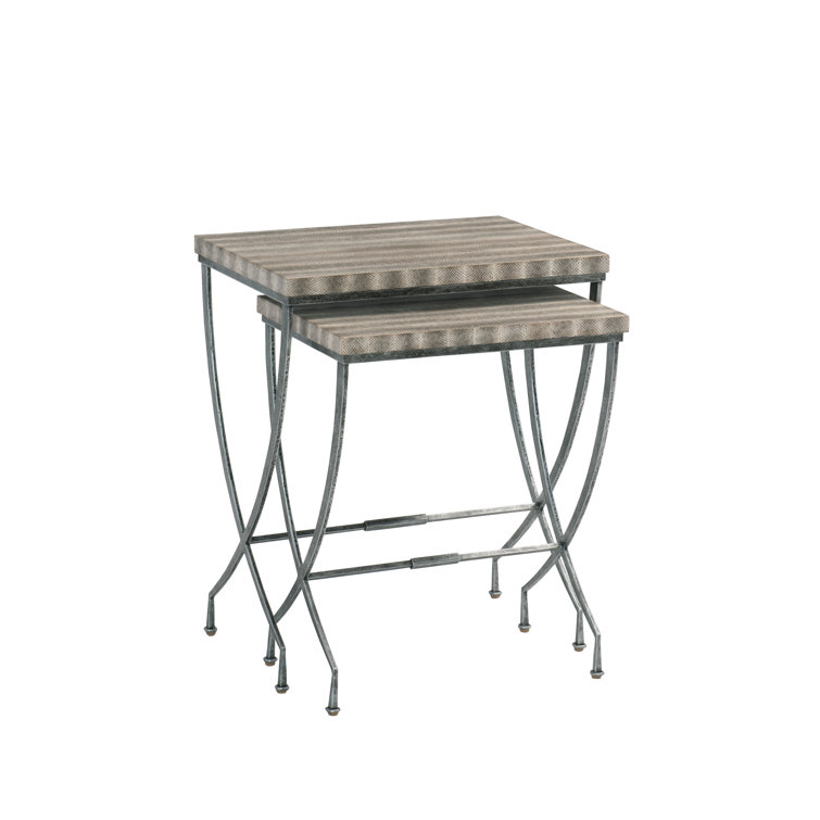 Wyman Brown Snakeskin and Iron Nesting End Table