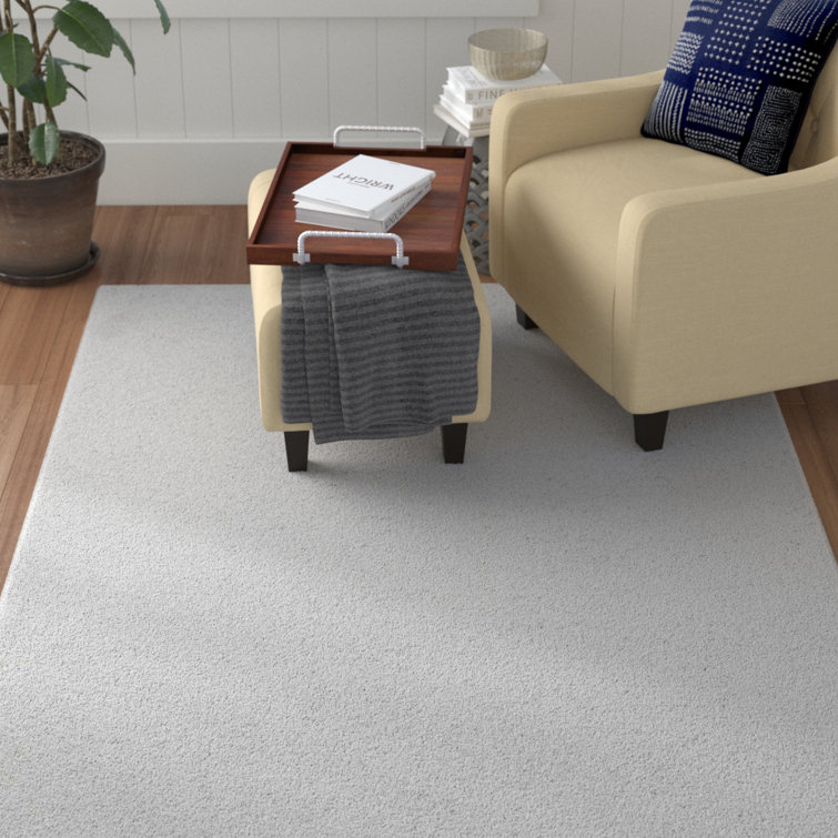 Enyssa Navy Solid Shag Synthetic Area Rug 5' x 8'
