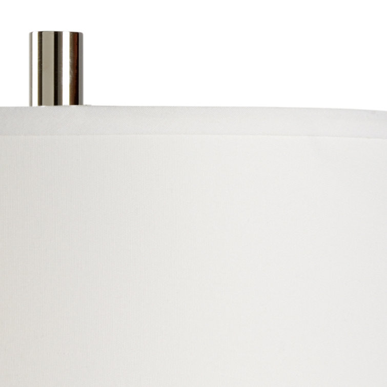 Bolle Black, Gray, and Cream Glazed Ceramic Table Lamp with White Linen Shade