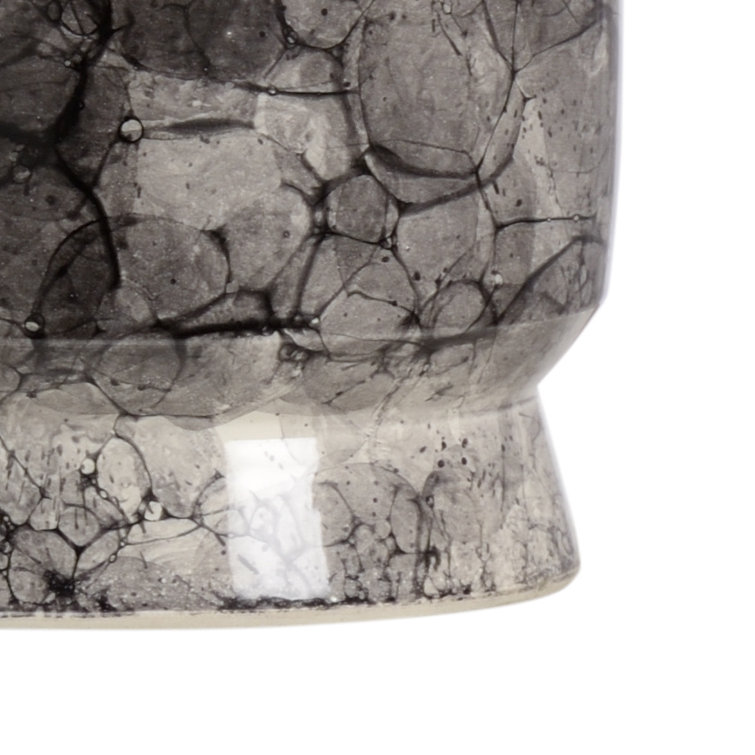 Bolle Black, Gray, and Cream Glazed Ceramic Table Lamp with White Linen Shade