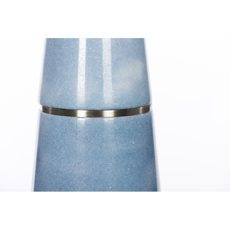 Lush Blue Marble Table Lamp with Brushed Nickel Accents