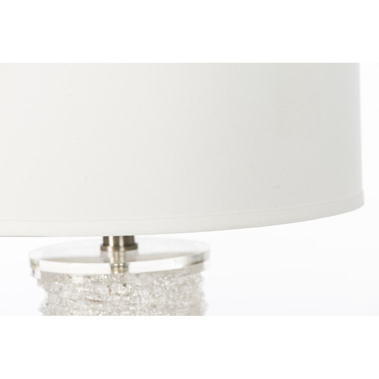 Spun Sugar Elegance 32" White Linen Drum Shade Table Lamp
