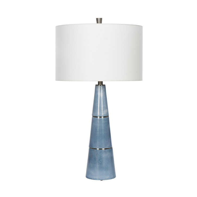 Lush Blue Marble Table Lamp with Brushed Nickel Accents