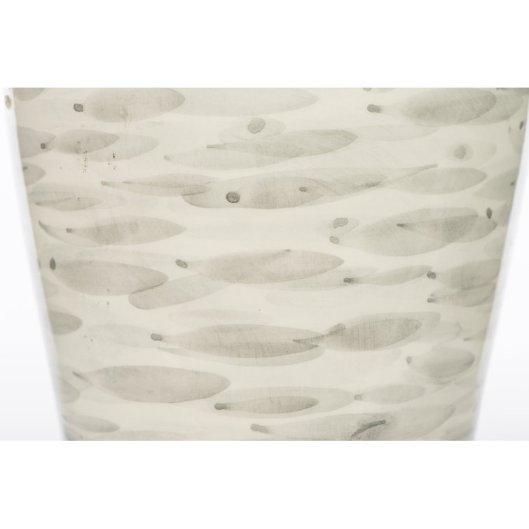Gray Ceramic Table Lamp with White Linen Shade