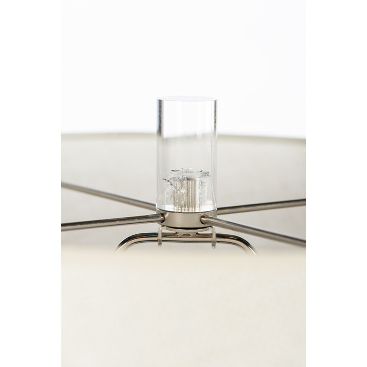 Gray Ceramic Table Lamp with White Linen Shade