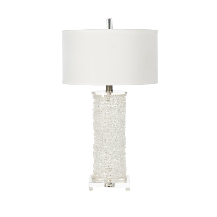 Spun Sugar Elegance 32" White Linen Drum Shade Table Lamp