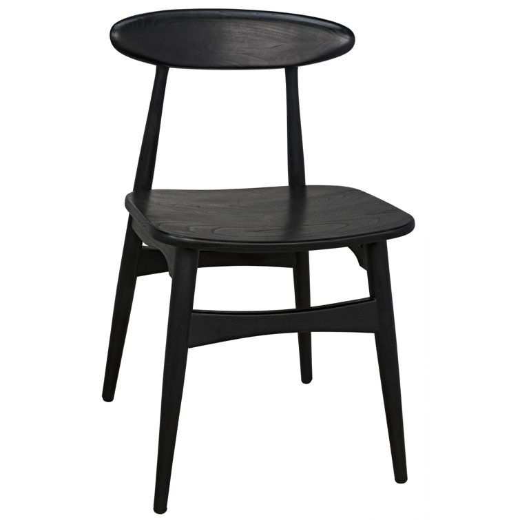 Charcoal Black Upholstered Solid Wood Side Chair