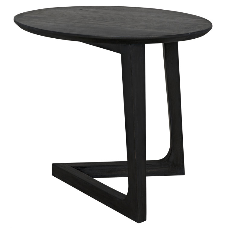 Cantilever Charcoal Black 17.5" Round Solid Wood End Table