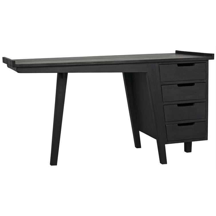 Noir Kennedy Charcoal Black Wood Desk with Drawer 56.5''
