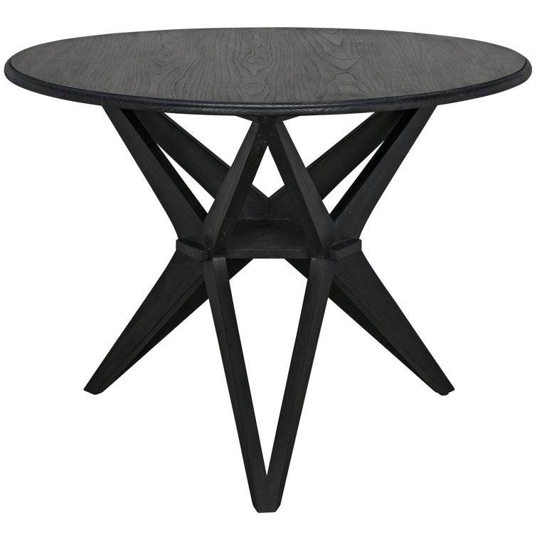 Victor Charcoal Black Round Solid Wood Dining Table