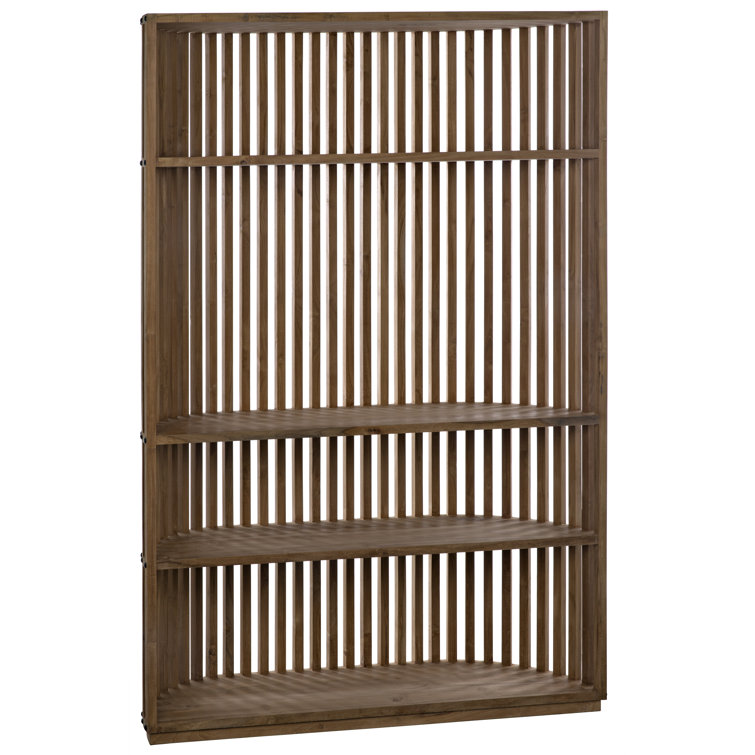 Opal Curved Teak Bookcase with Round Metal Accents