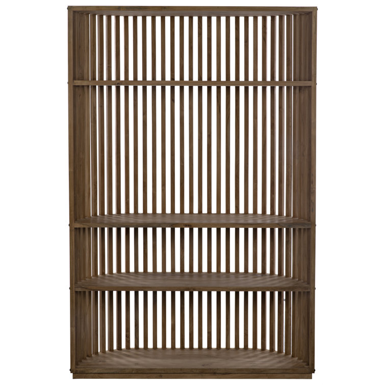Opal Curved Teak Bookcase with Round Metal Accents