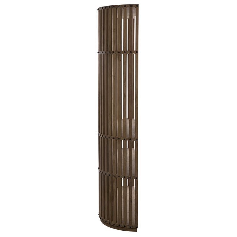 Opal Curved Teak Bookcase with Round Metal Accents