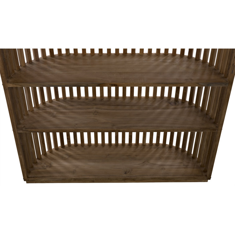 Opal Curved Teak Bookcase with Round Metal Accents
