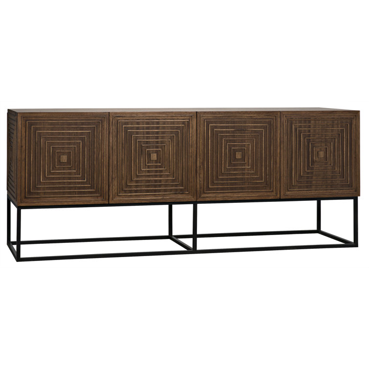 Lanon Elegance 80'' Dark Walnut Sideboard with Metal Accents