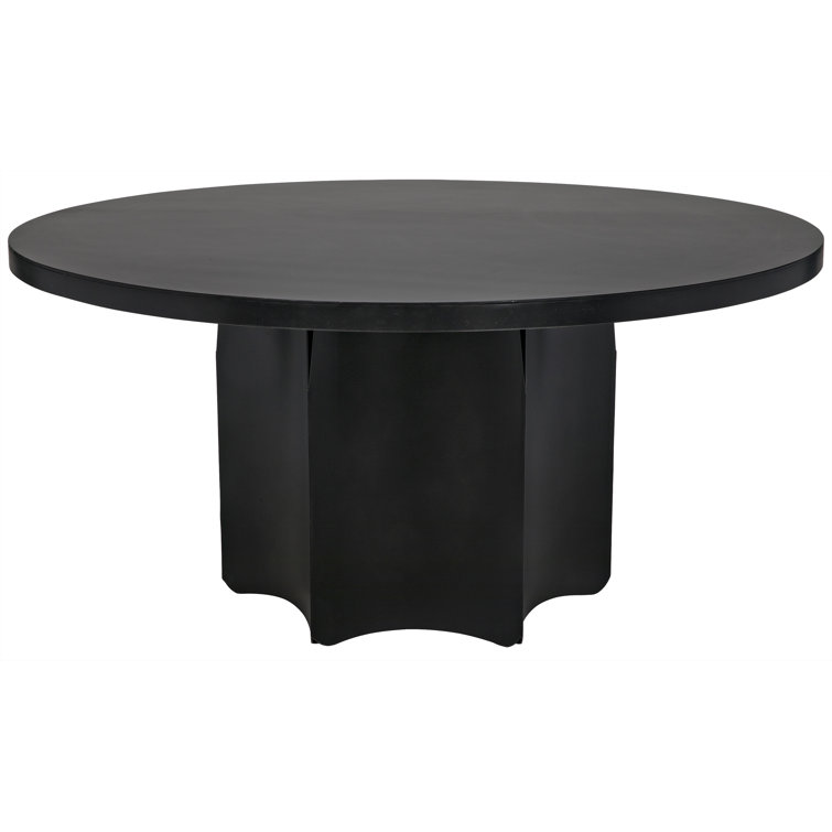 Mid-Century Modern Fluted 58" Round Wood Dining Table