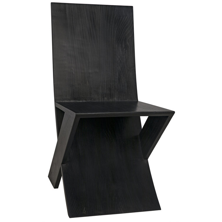 Noir Tech Charcoal Black Solid Wood Slim Side Chair