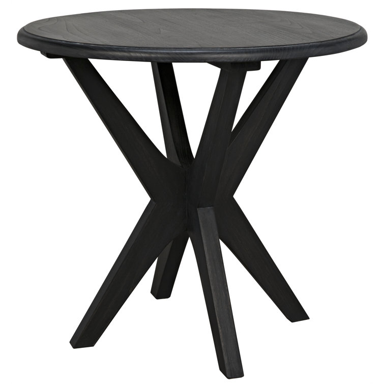 Charcoal Black Round Wood End Table