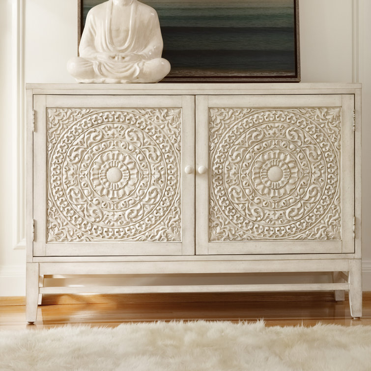 White Carved Wood Traditional Sideboard