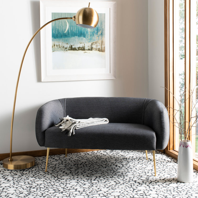 Modern Gray Stone and Gold 55" Stationary Loveseat