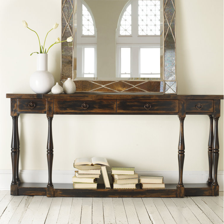 Transitional Ebony Black 72'' Rectangular Console Table with Storage