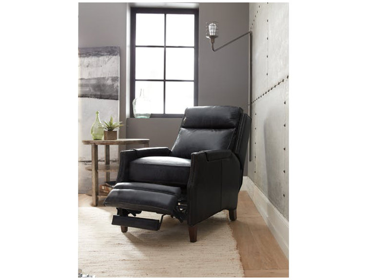 Brown Aniline Leather Recliner with Wood Frame