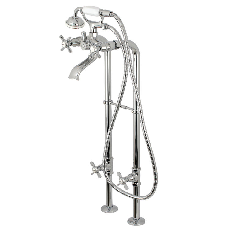 Polished Chrome Freestanding Tub Faucet with Supply Line and Stop Valve