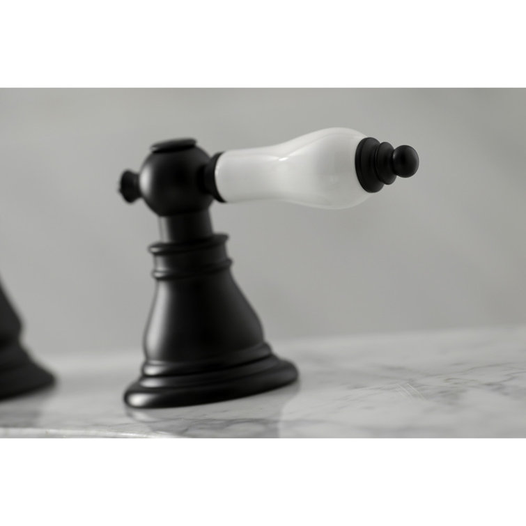 American Patriot Matte Black Widespread Bathroom Faucet with Drain